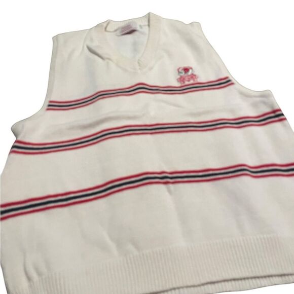 Vintage White Sleeveless Sweater with Stripes - Picture 1 of 2